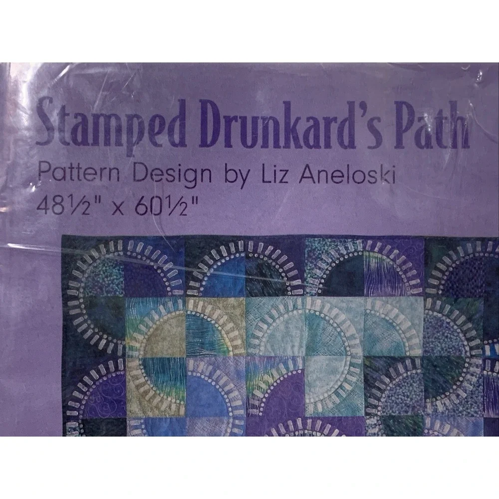 Stamped‎ Drunkard's Path Quilt Pattern Liz Aneloski 48.5x60.5 Craft